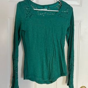 Turquoise Lace Long Sleeve Shirt